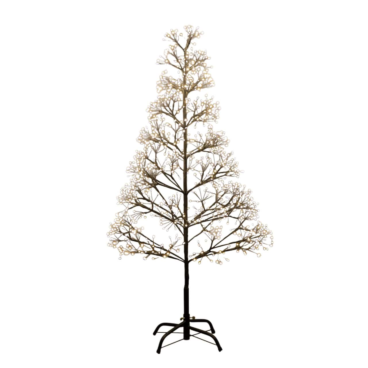 4ft. Pre-Lit Artificial Halloween Black Starburst Tree with 800 Fairy Warm White LED Lights